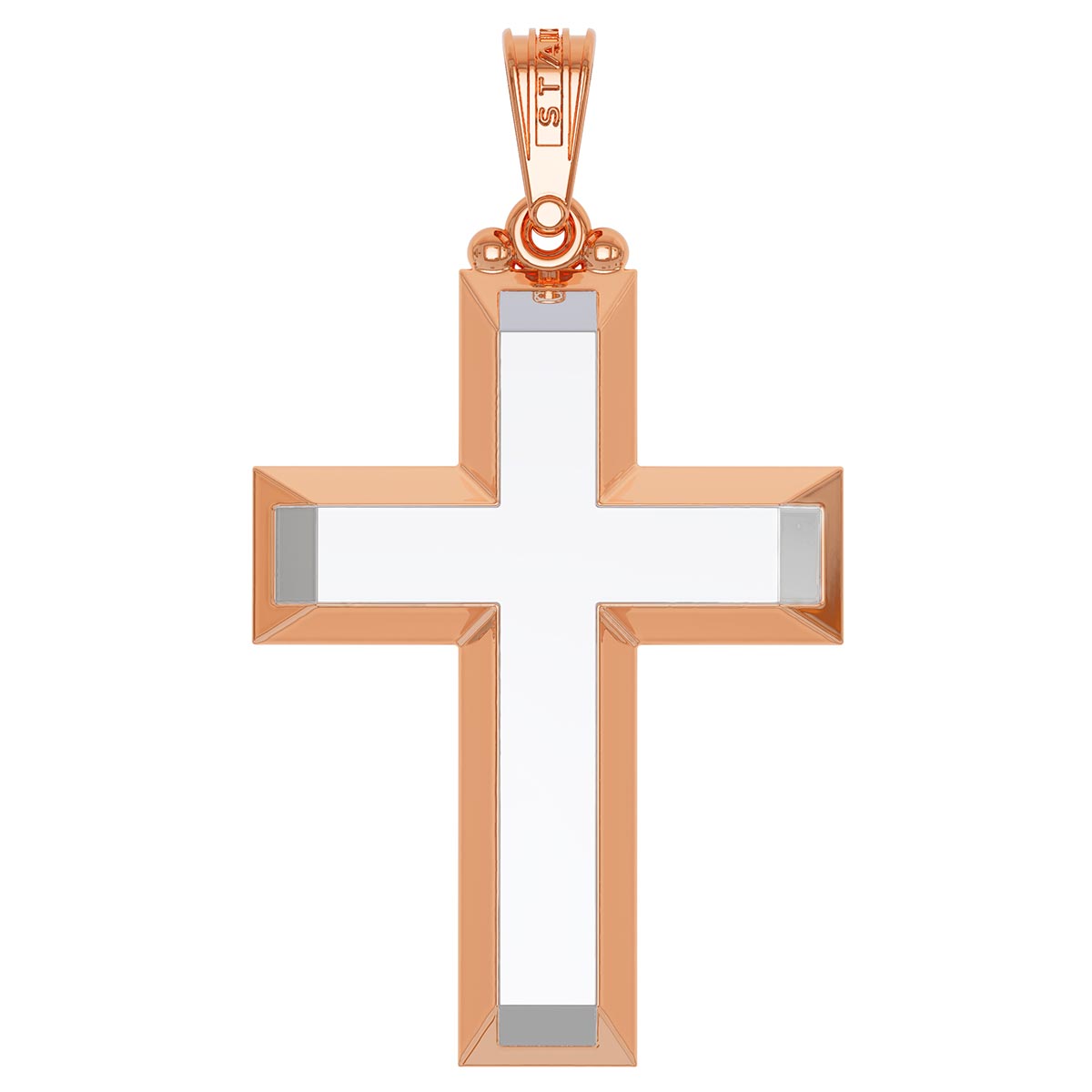 Christian Baptism Two-Tone Beveled Cross With Inlay