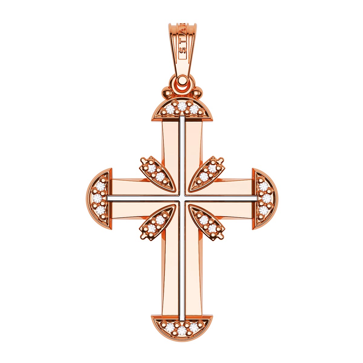 Byzantine Style Two-Tone Baptism Cross With Stones