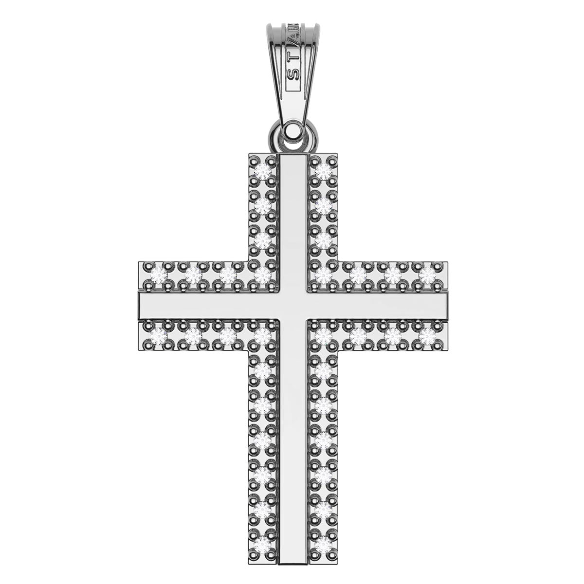 Christian Baptism Cross With Pavé Outline