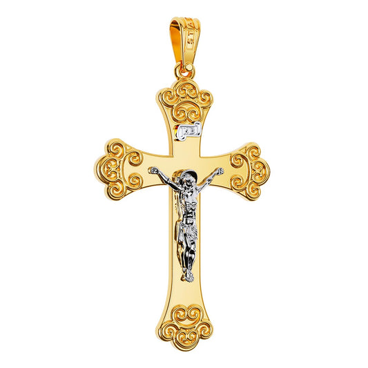 Byzantine Style Two-Tone Baptism Cross With Crucifix