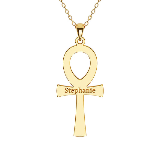 Ankh Egyptian Cross Necklace With Personalized Engraving