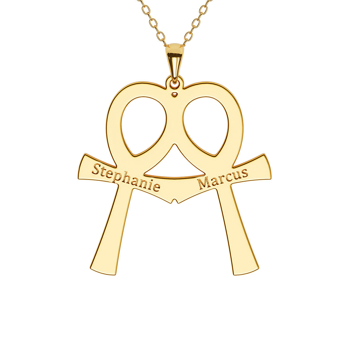 Double Ankh Egyptian Cross Necklace With Personalized Engraving