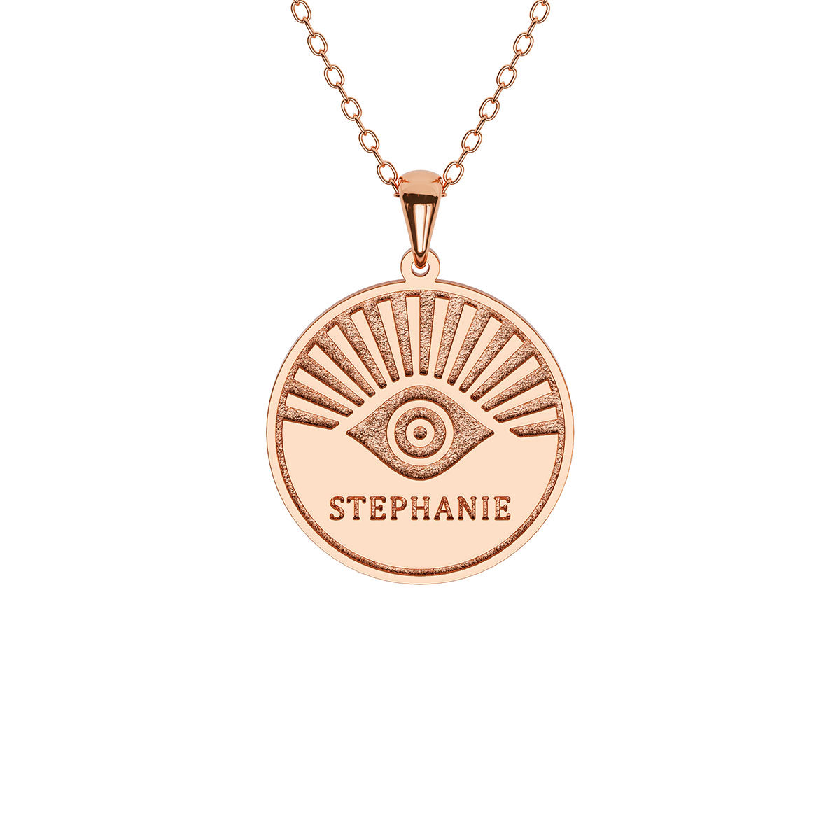 Illuminated Evil Eye Disc Necklace With Name Engraving