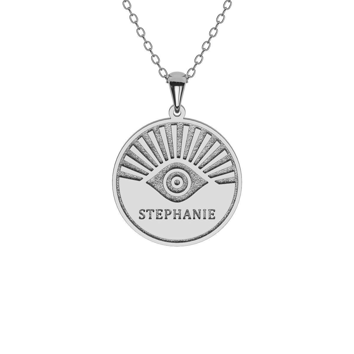 Illuminated Evil Eye Disc Necklace With Name Engraving