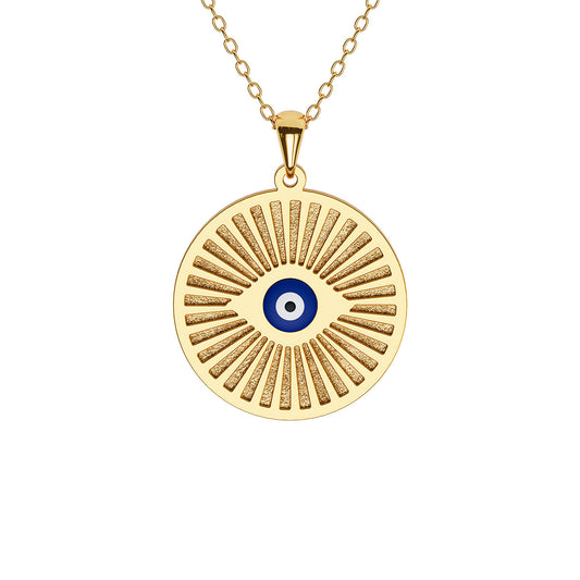 Illuminated Enamel Evil Eye Disc Necklace