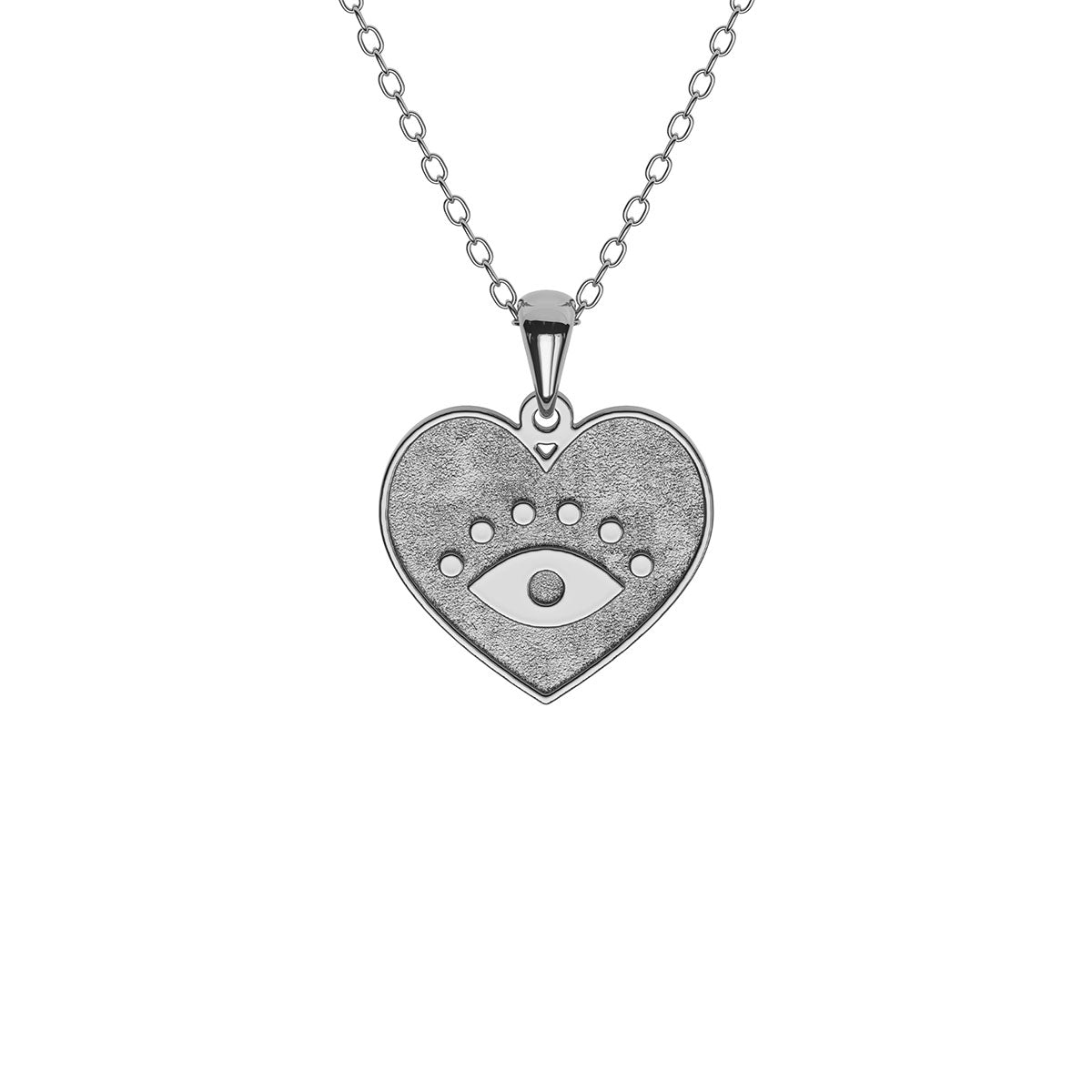 Textured Evil Eye Heart Necklace