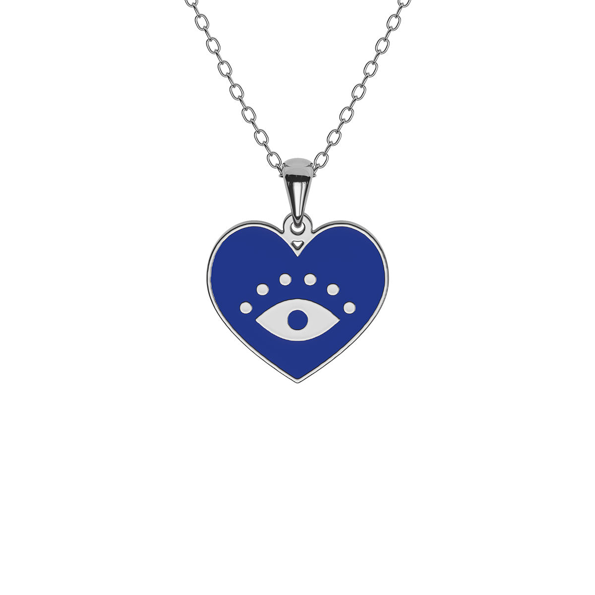 Blue Enamel Evil Eye Heart Necklace