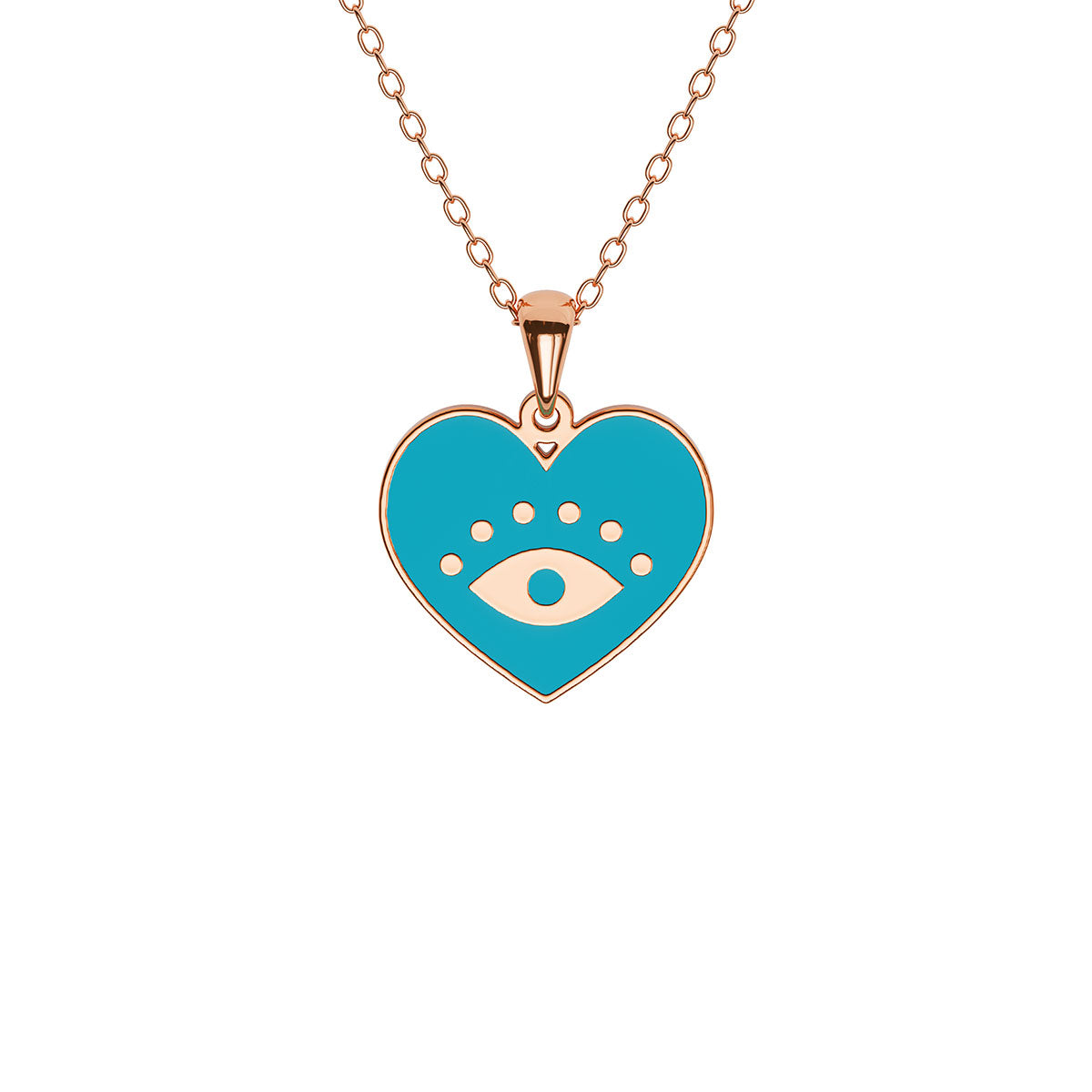 Turquoise Enamel Evil Eye Heart Necklace