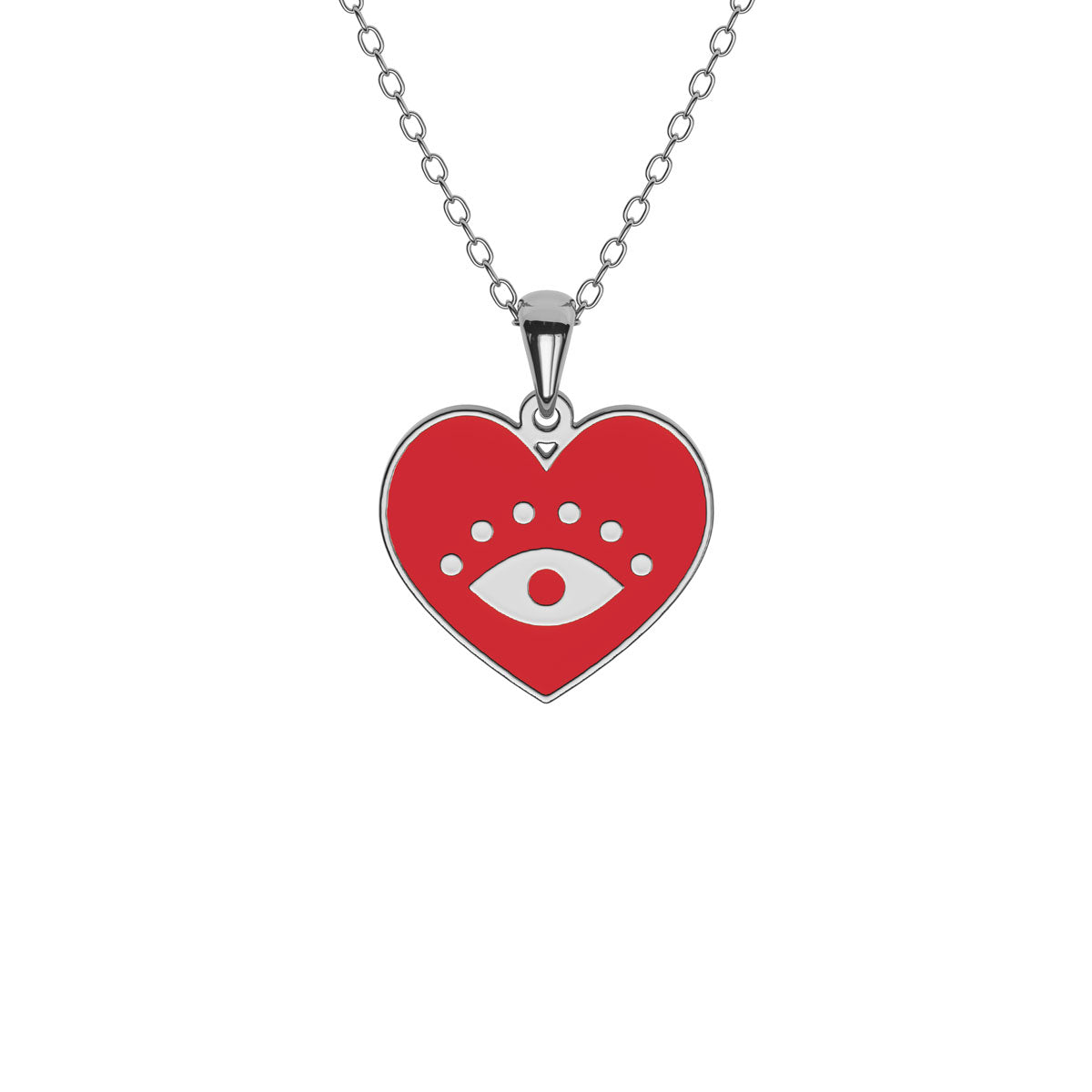 Red Enamel Evil Eye Heart Necklace