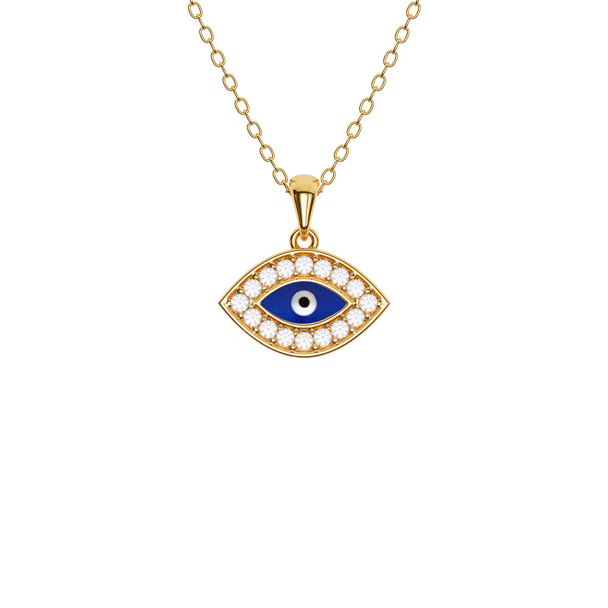 Mini Marquise Enamel Evil Eye Necklace With Pavé Outline – Stakora