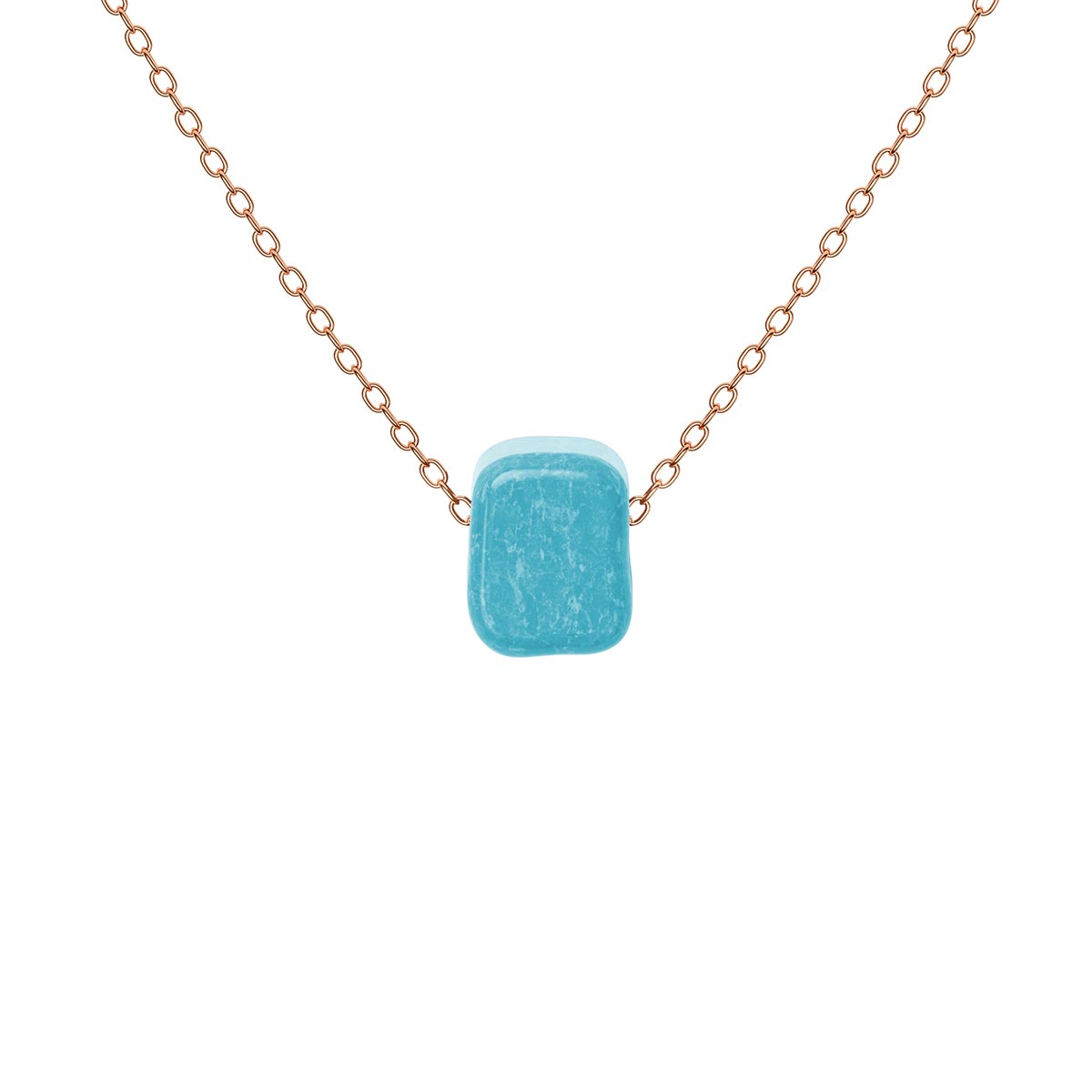 Square Turquoise Blue Evil Eye Glass Bead Necklace