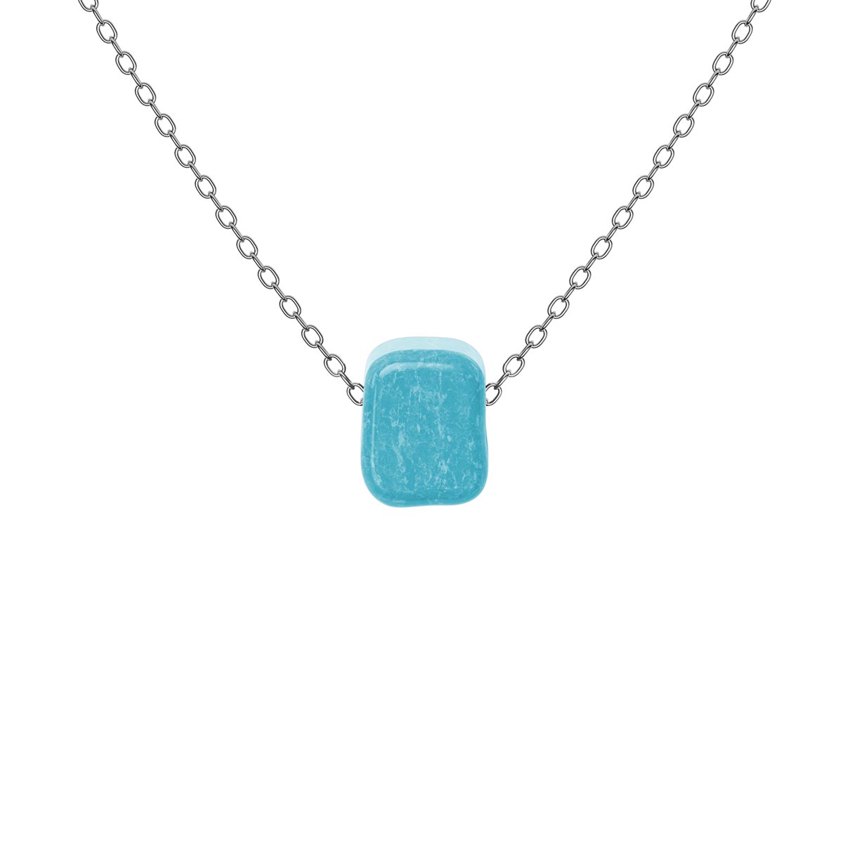 Square Turquoise Blue Evil Eye Glass Bead Necklace