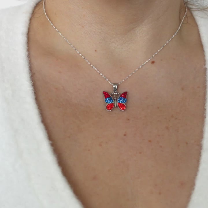 Opulent Sunset Multicolored Crystal Butterfly Necklace - Anne Koplik Designs